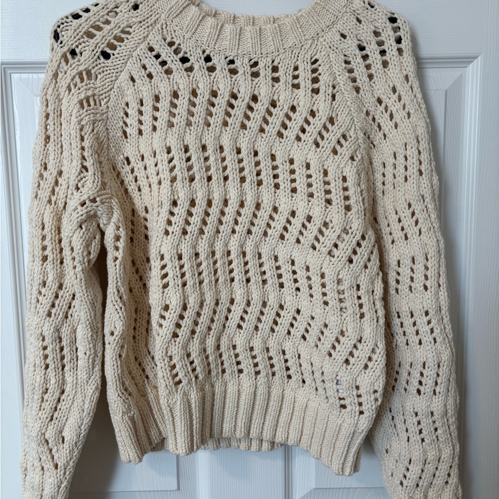American Eagle Outfitters Cream Open-Knit Sweater